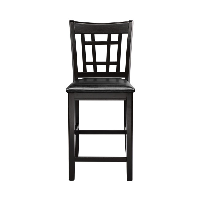 Chaises de salle à manger à hauteur de comptoir 2 pièces, finition cerisier foncé, tissu de coton, sièges de style classique d'une profondeur de 43,25 po, revêtement, largeur de 19,25 po