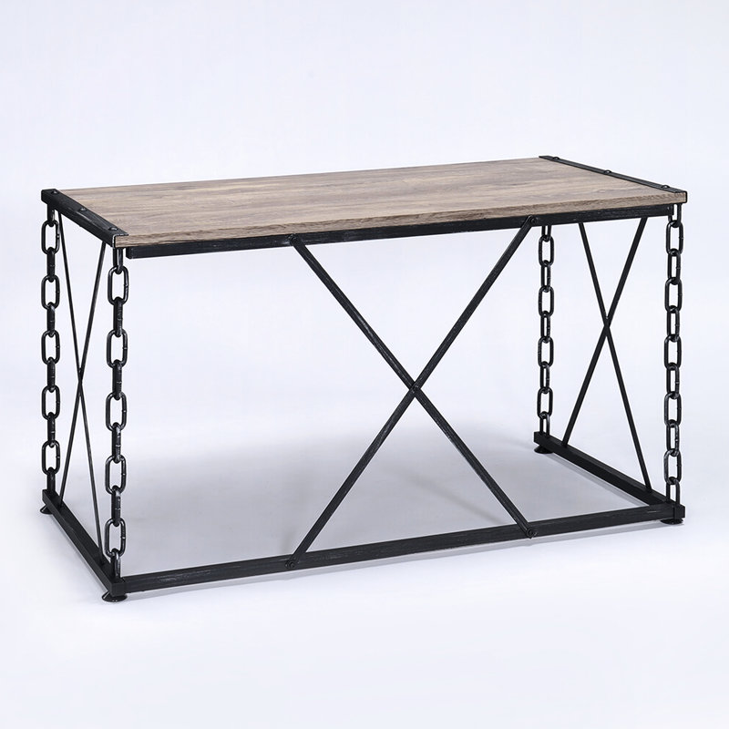 Rustic Oak And Antique Black Rectangular Desk(Desk)