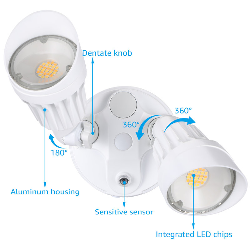 Adjustable Led Security Light With Photocell Dusk To Dawn, Color Temp Selectable , White