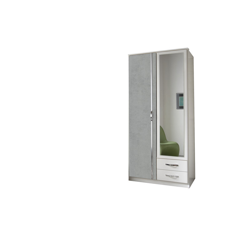 Lalainia 2 Door Manufactured Wood Wardrobe, White/Grey