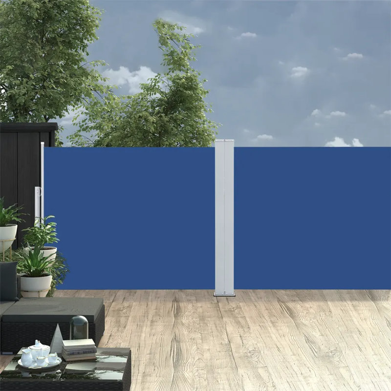 Dakota Fields 1000cm W x 0.1cm D Glass Cover Retractable Window Awning, Blue