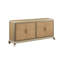 Armoire console en chêne naturel à motif soleil levant et finition taupe