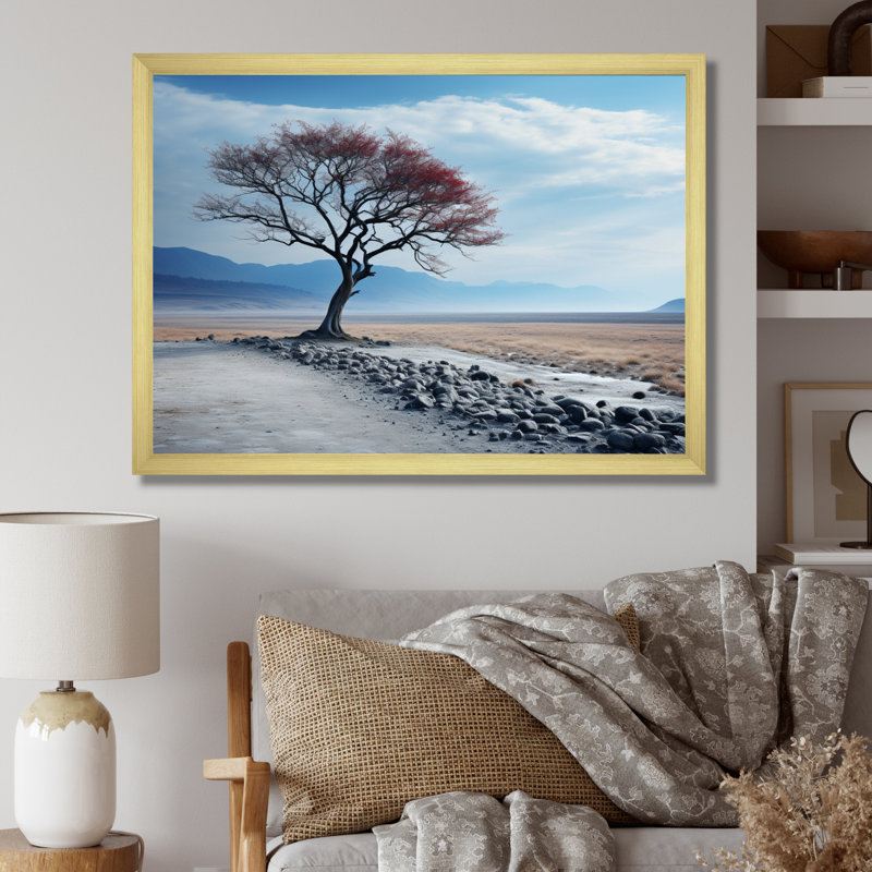 Ciel, ciel, horizon, arbre, H 16 po x l 32 po x P 1 po, Cadre doré à une seule photo