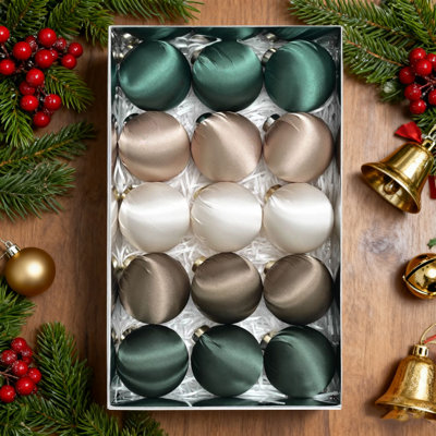 30 pièces de boules de Noël en satin, ensemble de boules de Noël en velours, 3,15 pouces en plastique incassable décorations de Noël suspendues, ensemble de boules de Noël multicolores pour décoration de Noël arbre de Noël