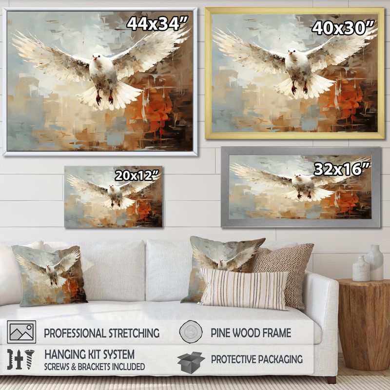 Art mural rétro, vol de mouettes 2, Cadre flottant doré, H 16 po x l 32 po x P 1 po