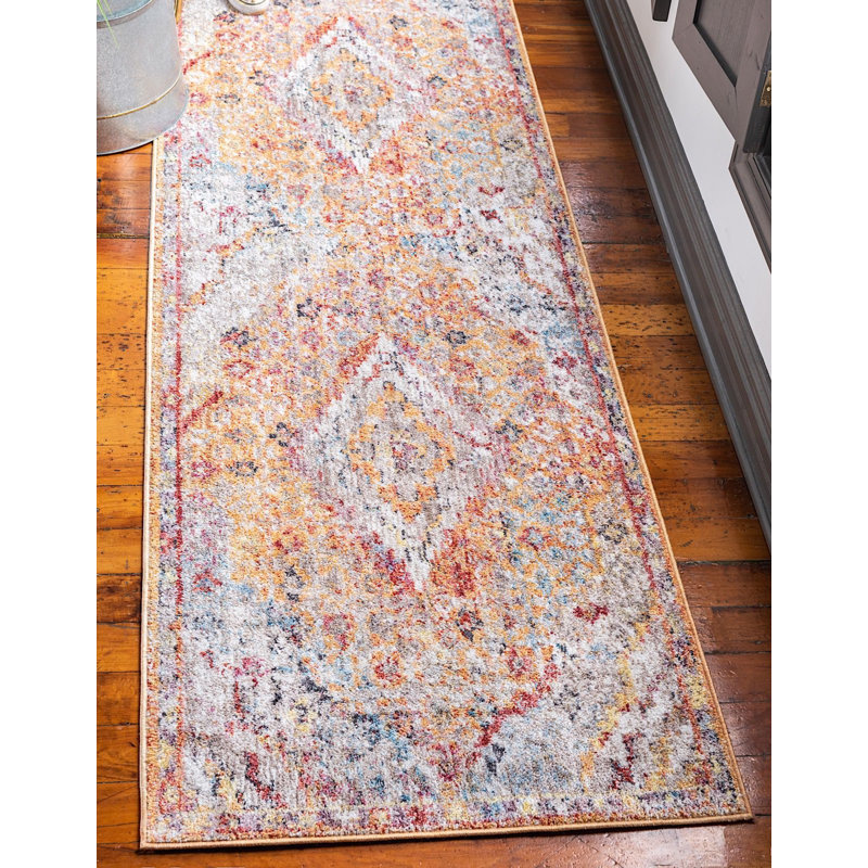 Tapis à motif oriental coquelicot Kingston, Tapis de couloir 2 pi 7 po x 8 pi 2 po