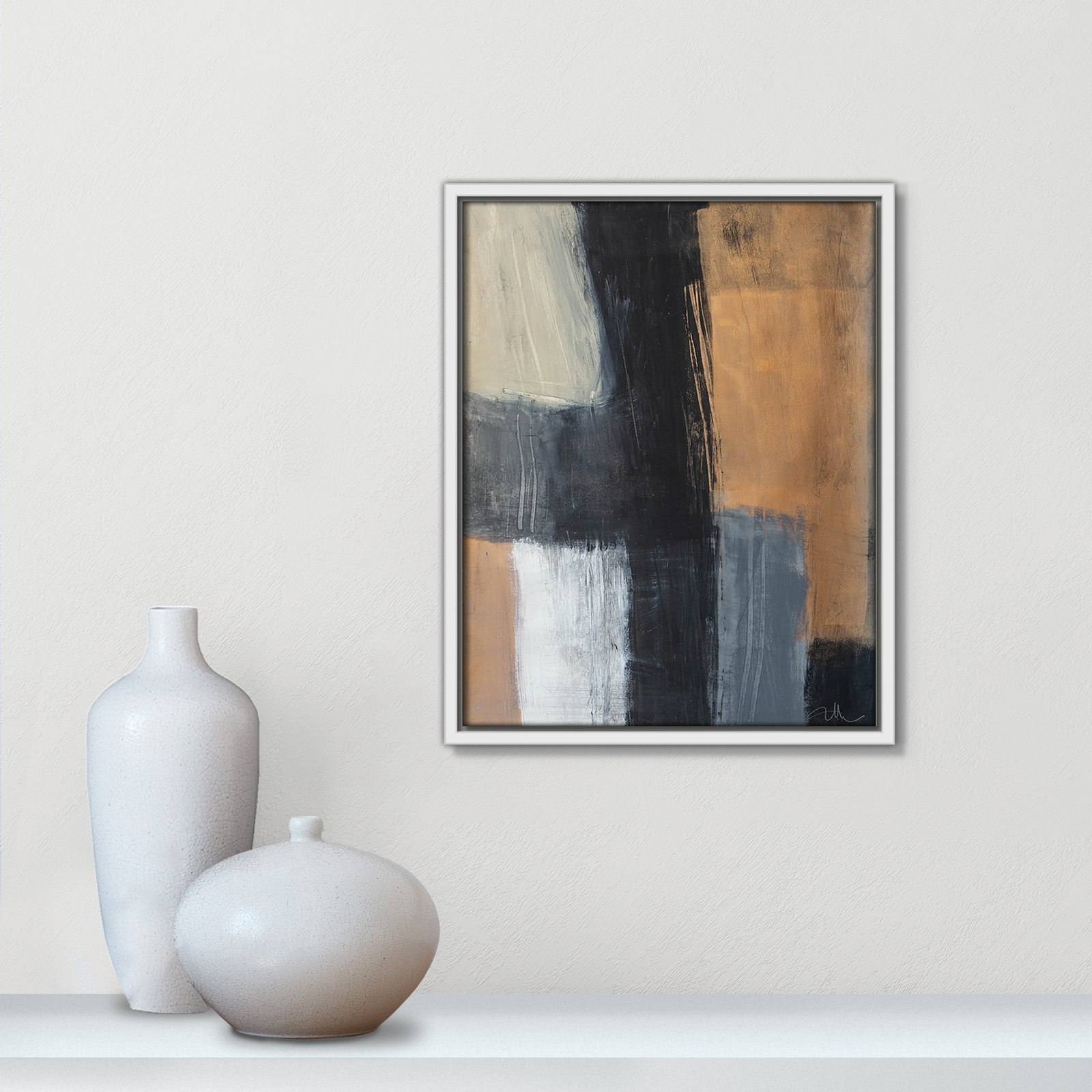Calderon "Metallic Slate II" Print, 15.5" H x 12.5" W x 2" D, White Floater Framed, No Mat