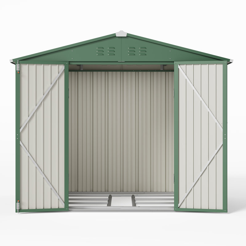 Remise de rangement extérieure en métal l 8 pi. X P 6 pi., Vert