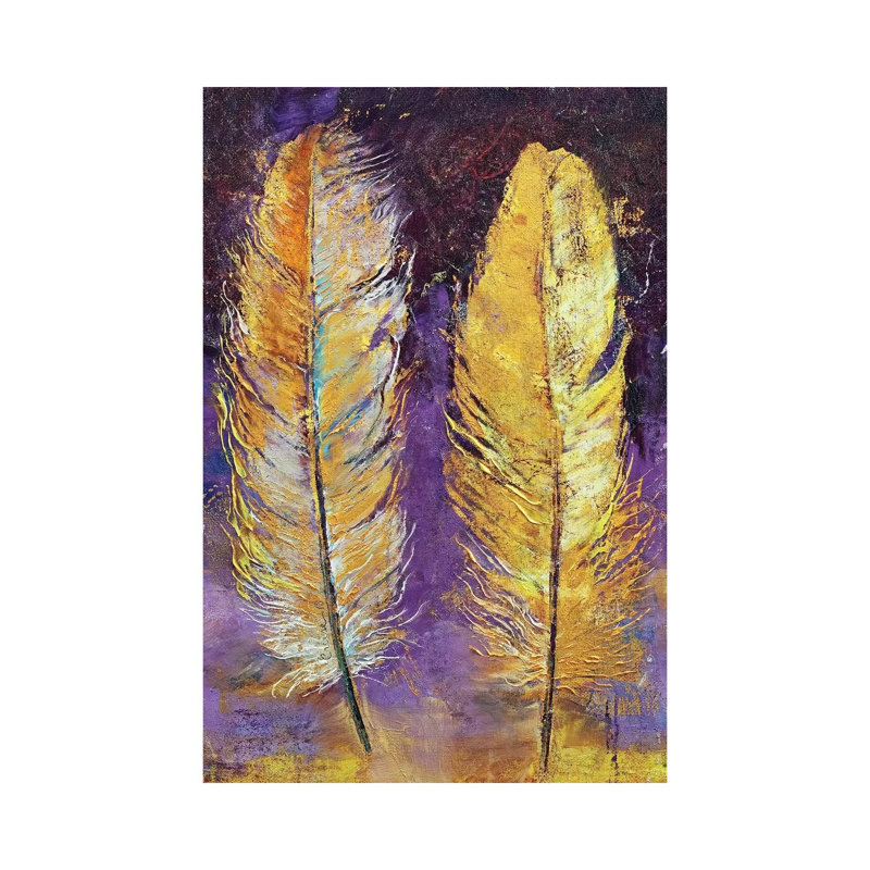 Gold Feathers by Michael Creese - Wrapped Canvas Gallery-Wrapped Canvas Giclée, 101.6 cm H x 66.04 cm W x 1.91 cm D