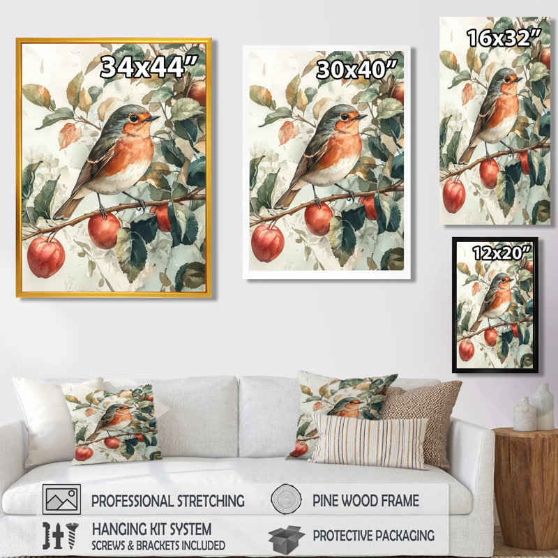 Lattimer - Animals Canvas Wall Art, Impression encadrée flottante, Crème, crème, H 20 po x l 12 po