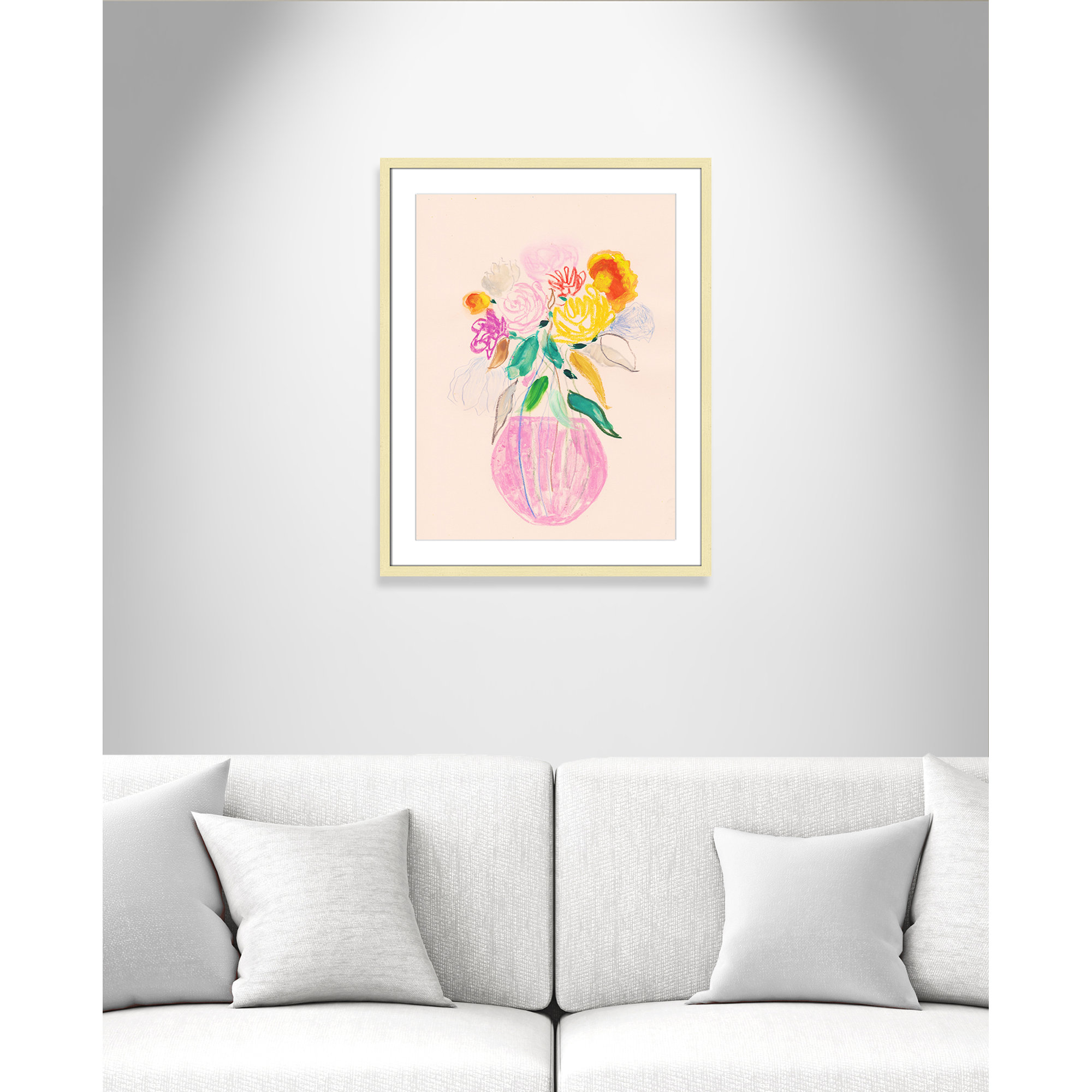 Simple Floral I Print by Bea Dina, Gold Single Picture Framed Paper, 29.5" H x 23.5" W x 1.25" D, White