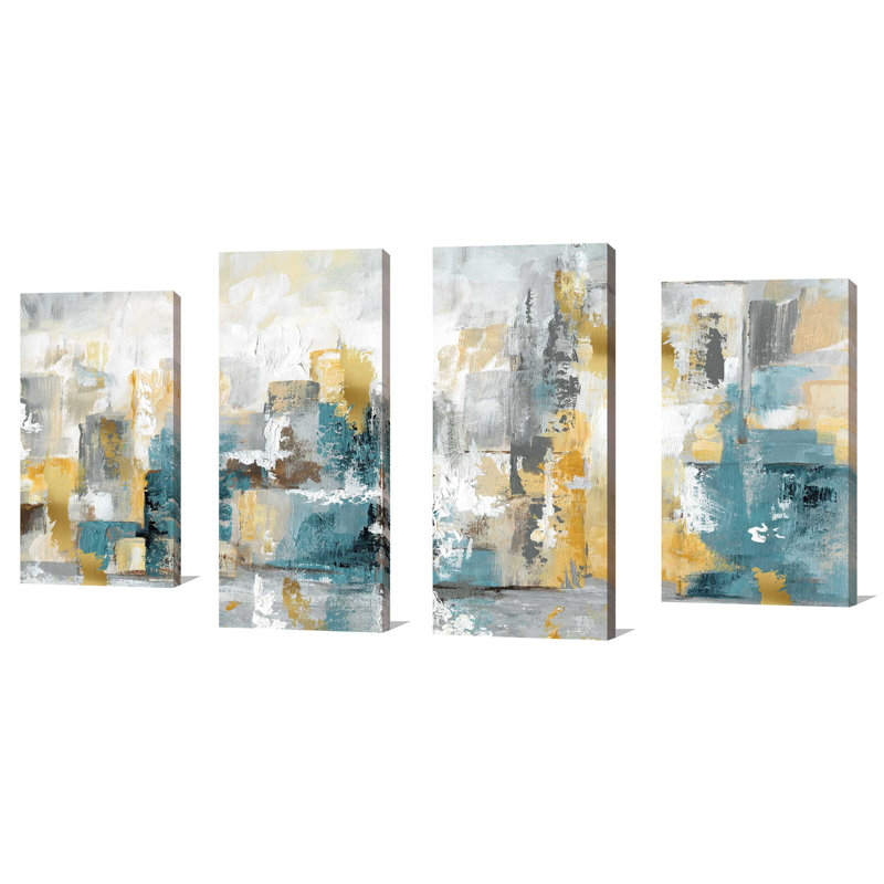 « city views i », reproduction de peinture à l’acrylique à multiples images sur toile, H 30 po x l 56 po x P 1 po