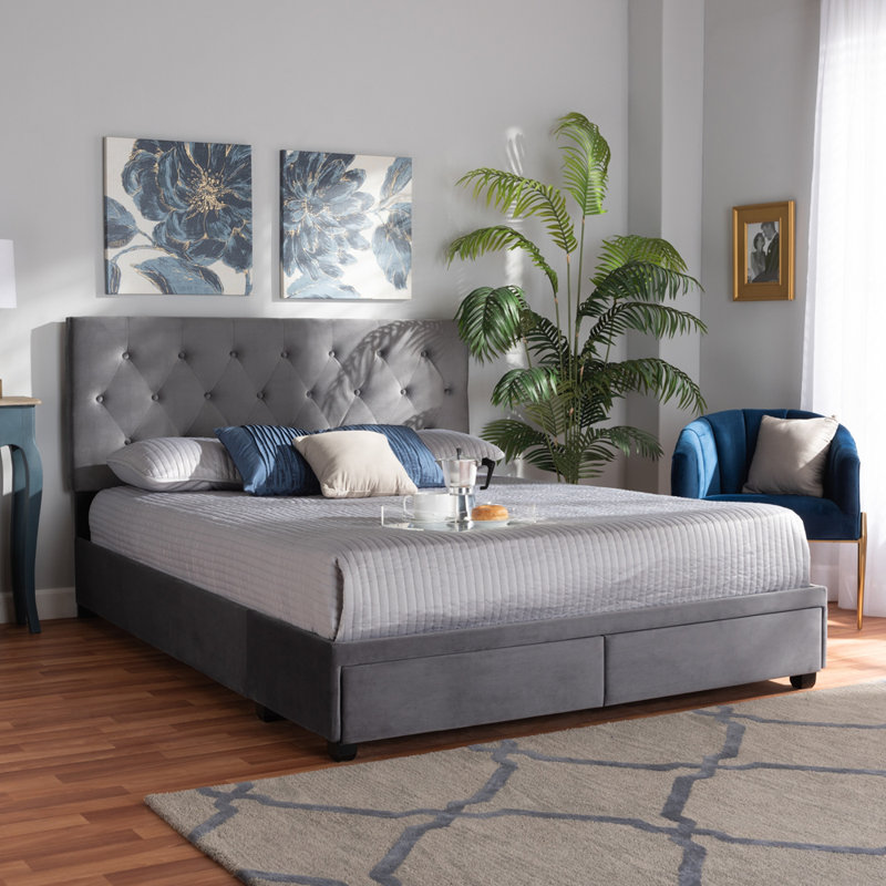 Plattsmouth Upholstered Platform Storage Bed, Queen, Gray