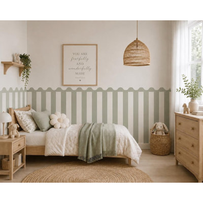 Adhésif décoratif demi-rayures 192 po vert sauge 192 pouces de hauteur, 40 pouces de hauteur