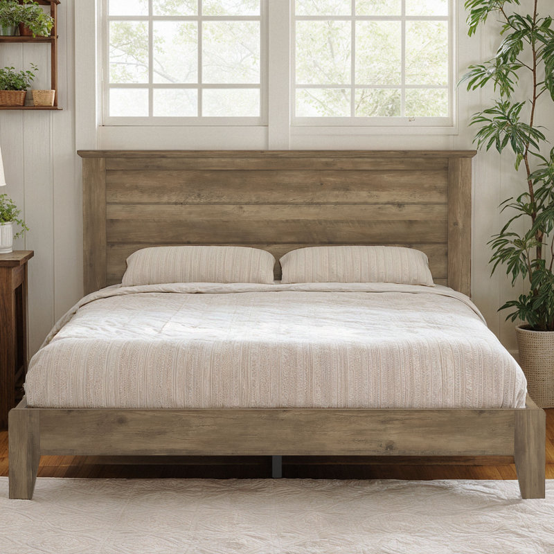 Walter Contemporary 66.1'' W Platform Queen Bed with Headboard, Brown, Queen