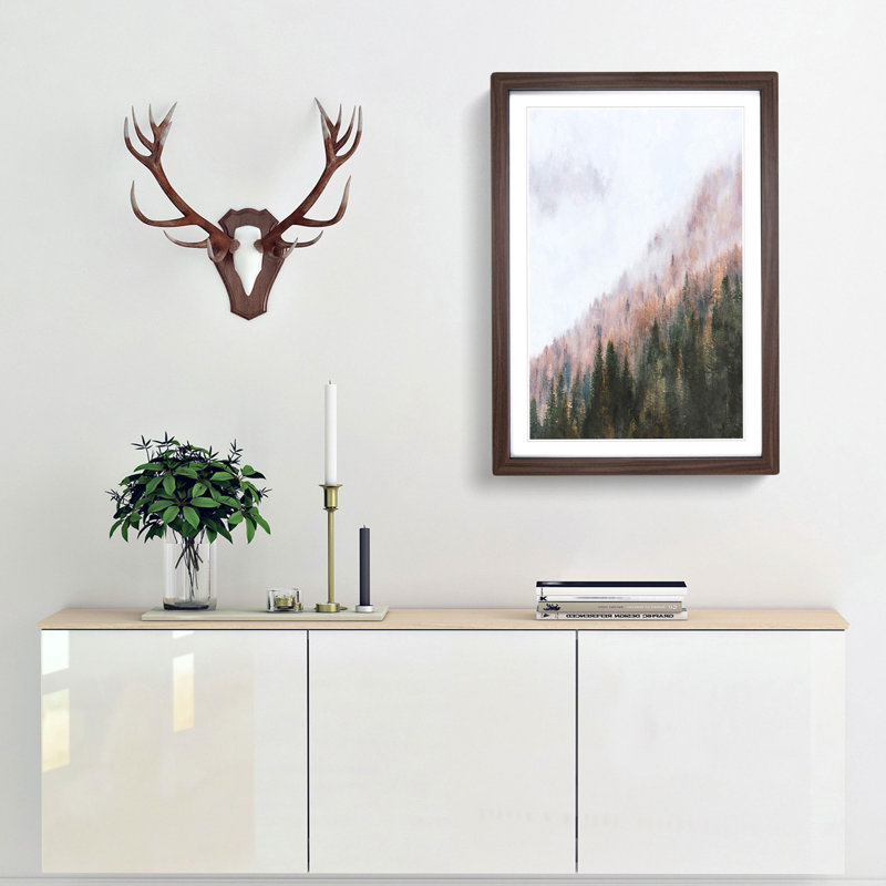 Covered With Fog - Single Picture Frame Painting on MDF, 33cm H x 24cm W x 2cm D, Walnut Framed