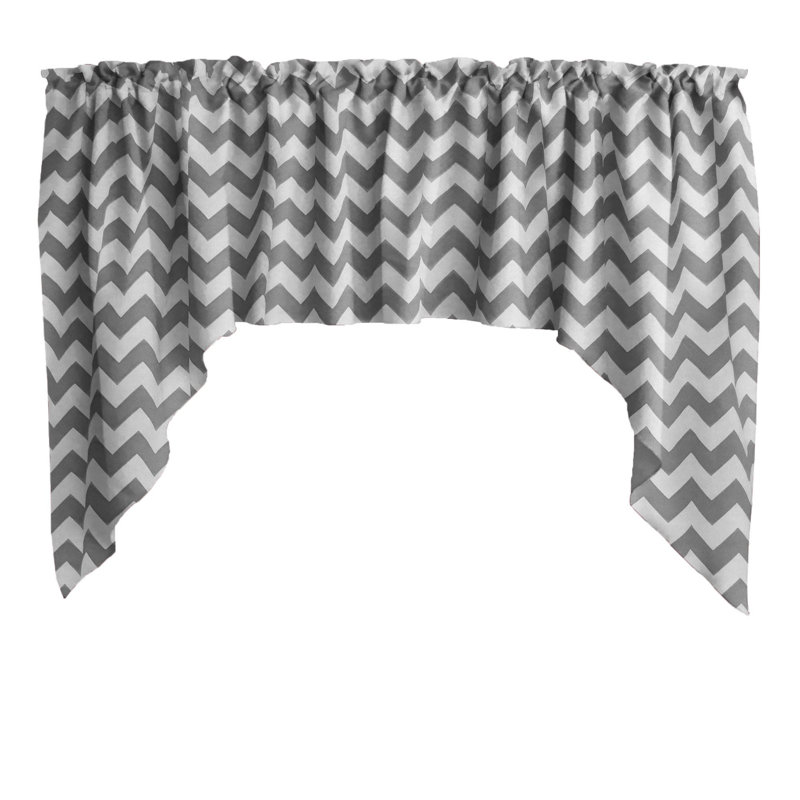 Cantonnière à chevron en mélange de coton l 58 po, Gris