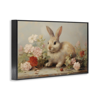 Lapin de Pâques avec paquets de fleurs, estampe numérique, conception par Arlington Prints