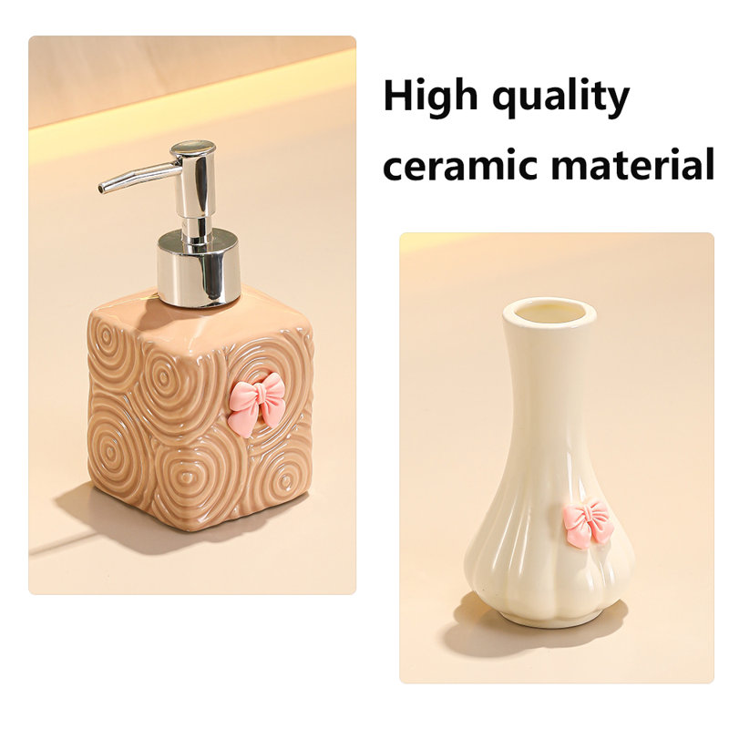 Ensemble de distributeur de savon pour salle de bain, Brun