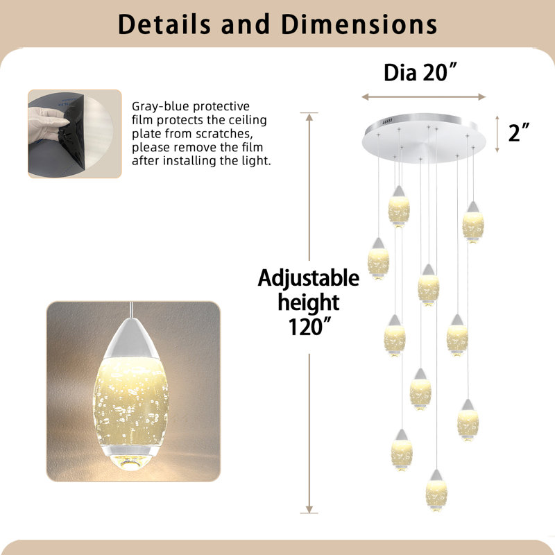 10-light Spiral Staircase Chandelier