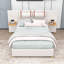Lit plateforme tapissier Abeal avec prises intégrées, ports USB, coussins de tête de lit et tablettes de chevet-221658332-221658305