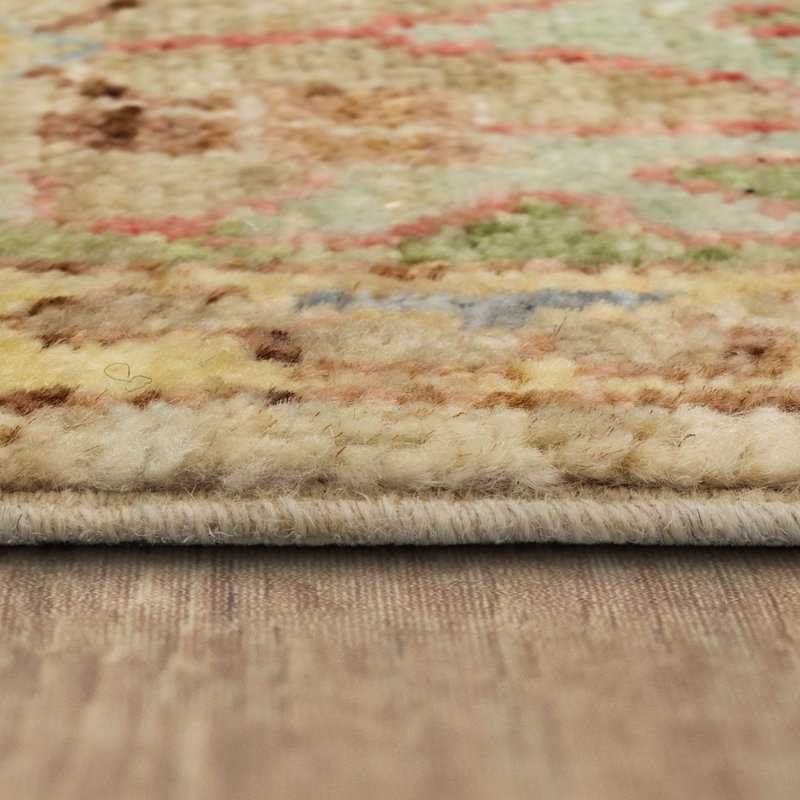 Beige Abstract Hand-Knotted Wool 9' x 12' Area Rug