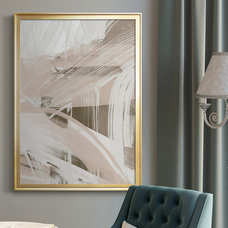 Toile encadrée de qualité supérieure Earthtone Swipe II - prête à être accrochée, Cadre doré, H 24,5 po x l 18,5 po x P 1 po