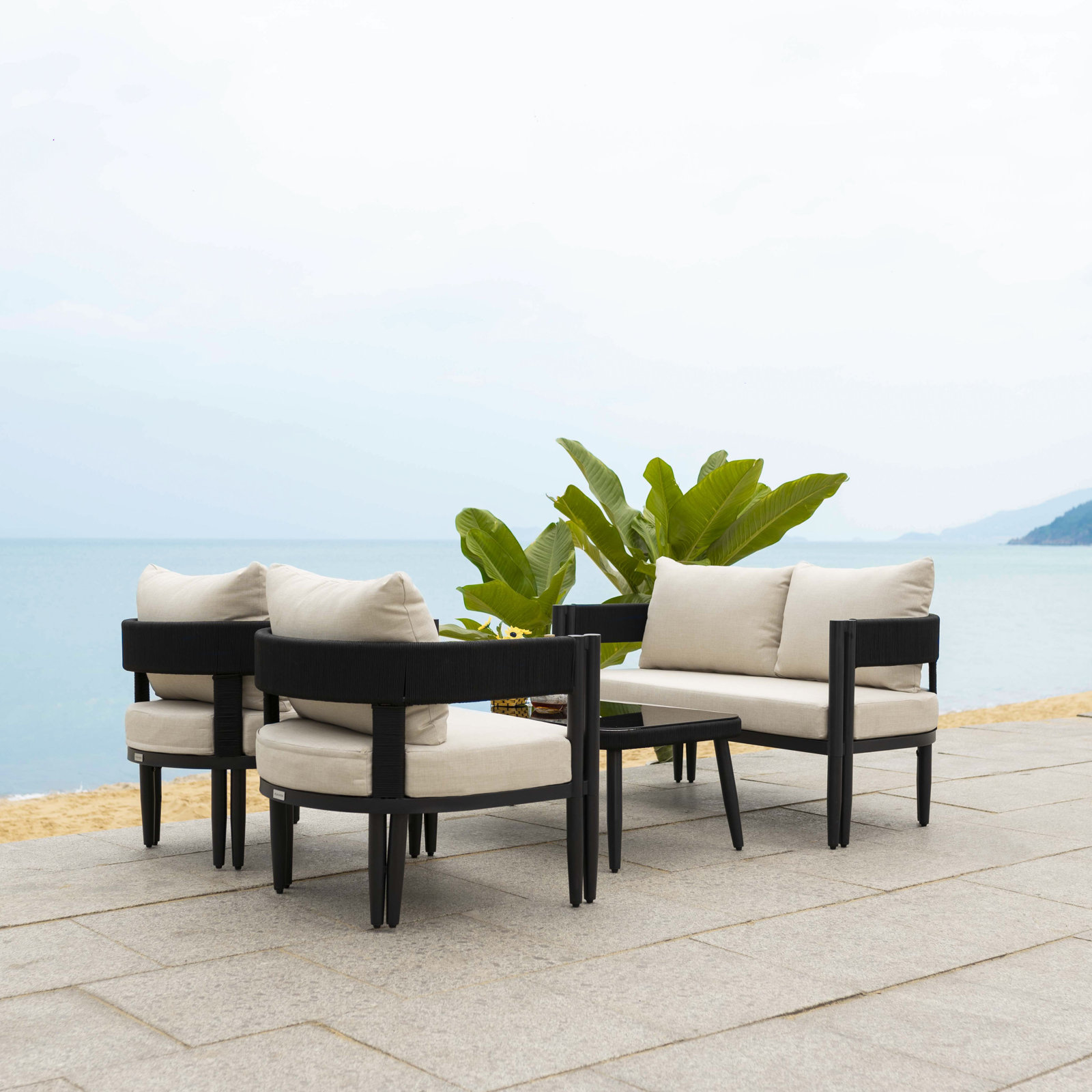 Viola 4 Piece Conversation Set, Taupe