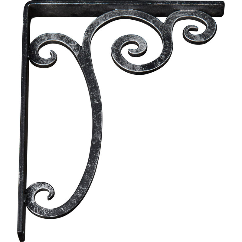 Support en fer forgé Avery, H 12 po x l 1,5 po x P 10 po, Argent antique