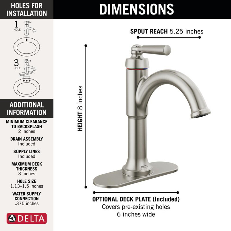 SAYLOR™ Single Handle Bathroom Faucet, Stainless