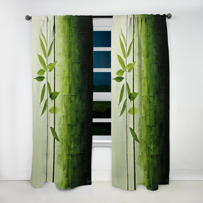 Green Fern Simple Collage III - Leaves Curtain - Room Darkening Floral Curtain - 1 Panels
