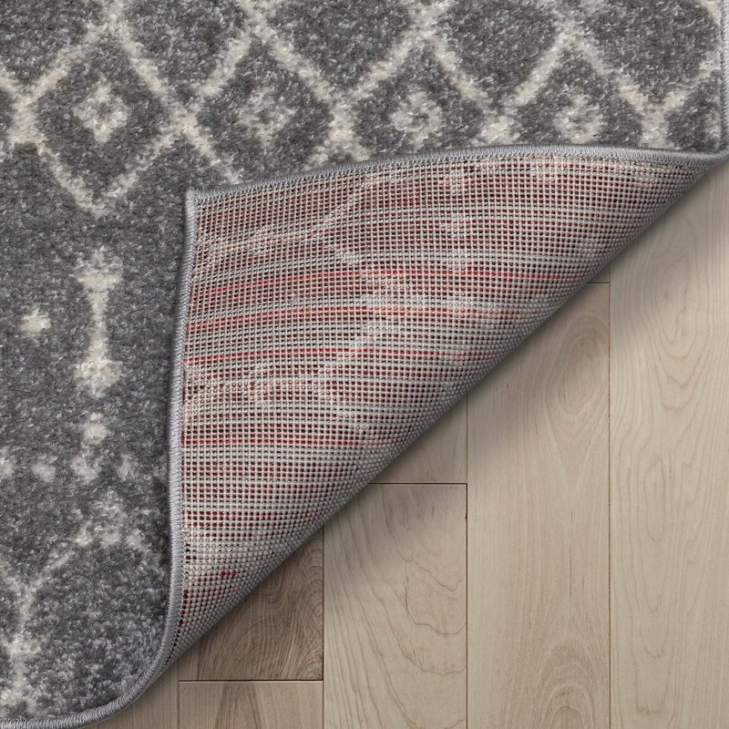  Mystic Colette Moroccan Trellis Grey Area Rug, Runner 2' x 7'3"