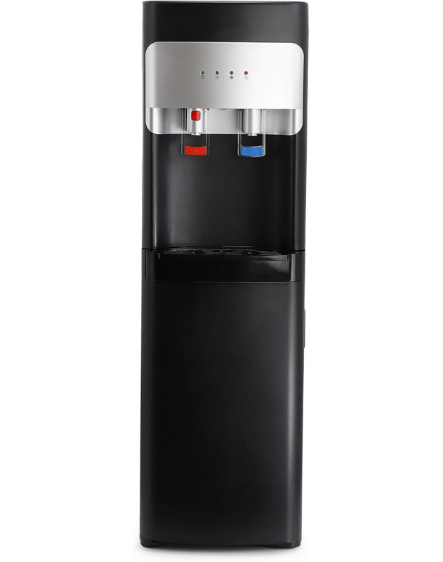 Distributeur d'eau 5 gallons à chargement par le bas avec réglages de température chaude, froide et ambiante, système d'auto-nettoyage UV, verrou de sécurité pour enfants, refroidisseur d'eau en acier inoxydable pour la maison et le bureau