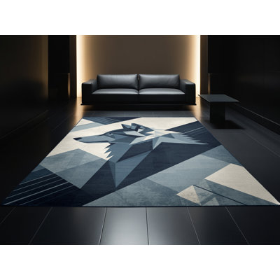 Tapis moelleux moelleux à motif géométrique moderne gris moelleux Aidyn Wolf