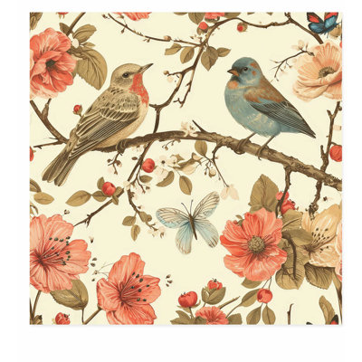 Animaux, oiseaux dans un arbre II, reproduction d'art sans cadre
