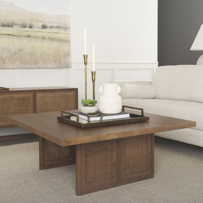 Cinna 42.0L X 42.0W X 17.0H Light Brown Wood And Cane Coffee Table