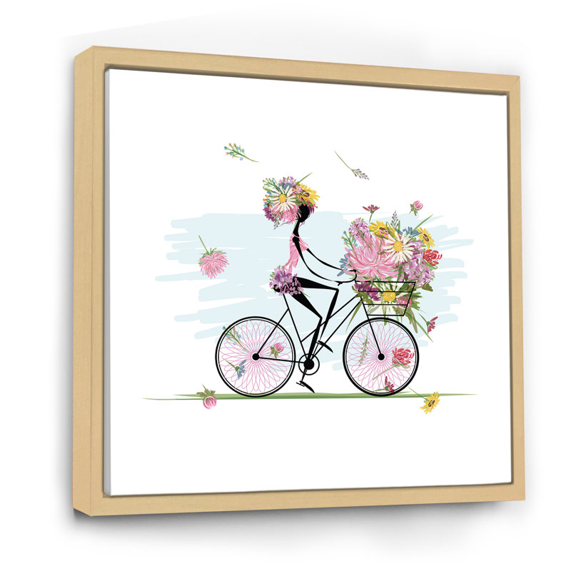 Floral Floral Illustration - Art mural sur toile Glam, L 30 po x H 30 po x P 1 po, Cadre flottant veige