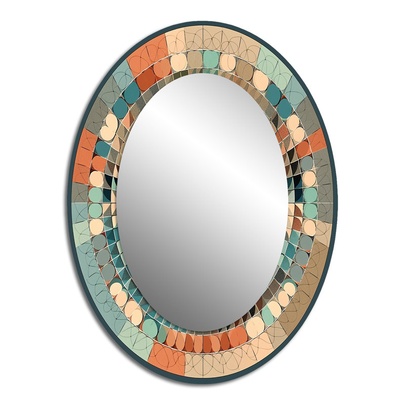 The Great Mystery Vintage Mandala Illustration IV - Abstract Oval Decorative Mirror On Metal, 40" x 30"