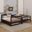 Lit superposé double avec lit gigogne, rangement et barrière d'escalier-715342156