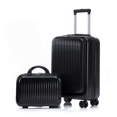 14"/20" 2 pcs/set in ABS Spinner Wheel Luggage, with Combination Lock and Front Opening Design, 14" Cosmetic Case