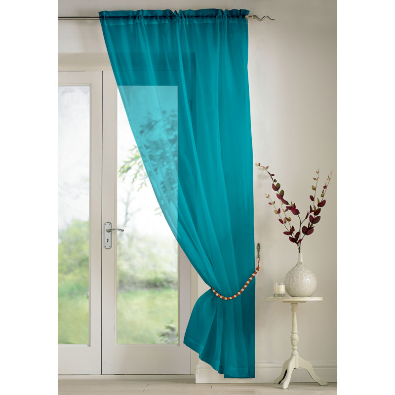 Billerica Sheer Curtain Single Panel, 145 W x 137 D cm, Teal