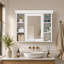 Armoire de rangement murale moderne pour salle de bain de 90 cm (35,5 pouces) avec porte-miroir et 6 tablettes ouvertes-495600345