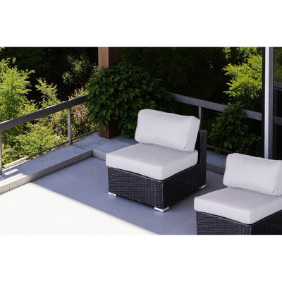 Fauteuil de patio sans accoudoirs et aluminium, housses de coussin amovibles, deux sièges d'extérieur de construction, coussins gris, sans installation, dossier confortable