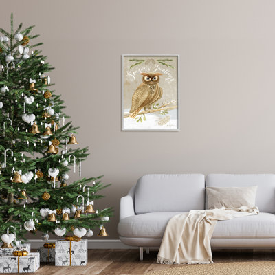 Season's Greetings Winter Snowscape Owl