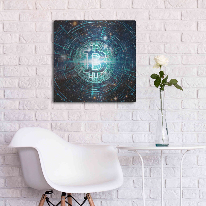 «Cyber Bitcoin», art mural en métal, H 24 po x l 24 po