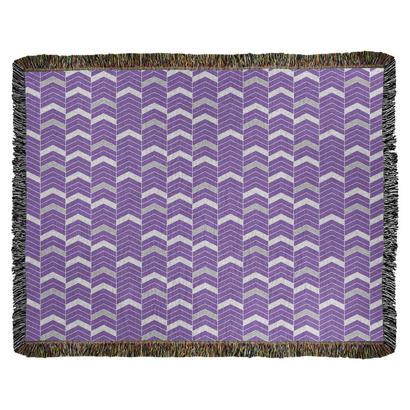 Couverture en coton tissé Rhonda, l 50 po x L 60 po, Mauve / Gris