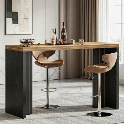55" Counter Height Bar Table, Modern Pub Table With Faux Marble Top, Narrow High Top Table For Kitchen Dining Room Home Bar
