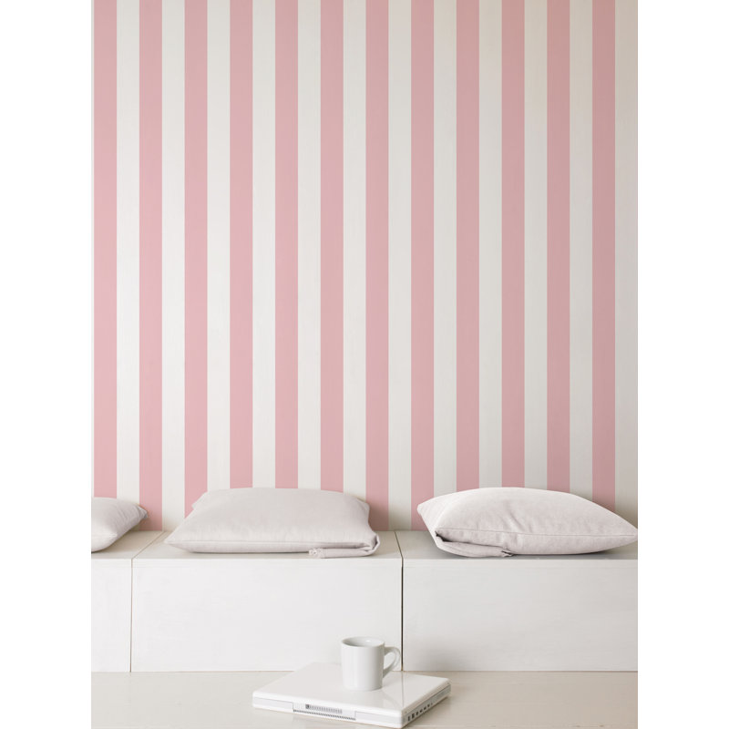 Divisadero 10m x 53cm Matte Wallpaper Roll, Pink/White