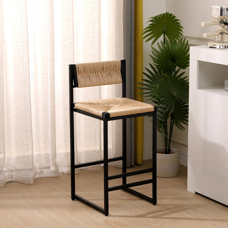 Ensemble de 2 tabourets de bar Honey avec tabourets tissés à la main en corde de papier avec tabouret de bar et comptoir Kichen Island (miel)