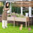 Raised Garden Bed Elevated Fir Wood Planter Box With 2 Large Planting Areas-1376967432